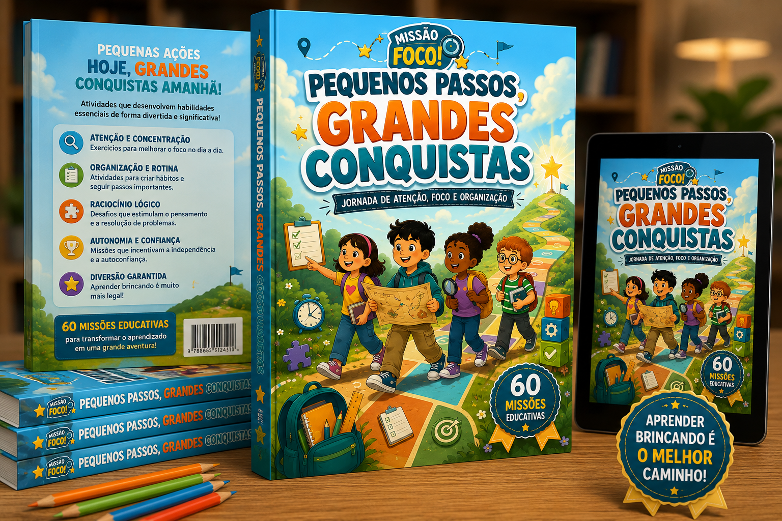 Livro infantil Pequenos Passos, Grandes Conquistas com 60 missões educativas
